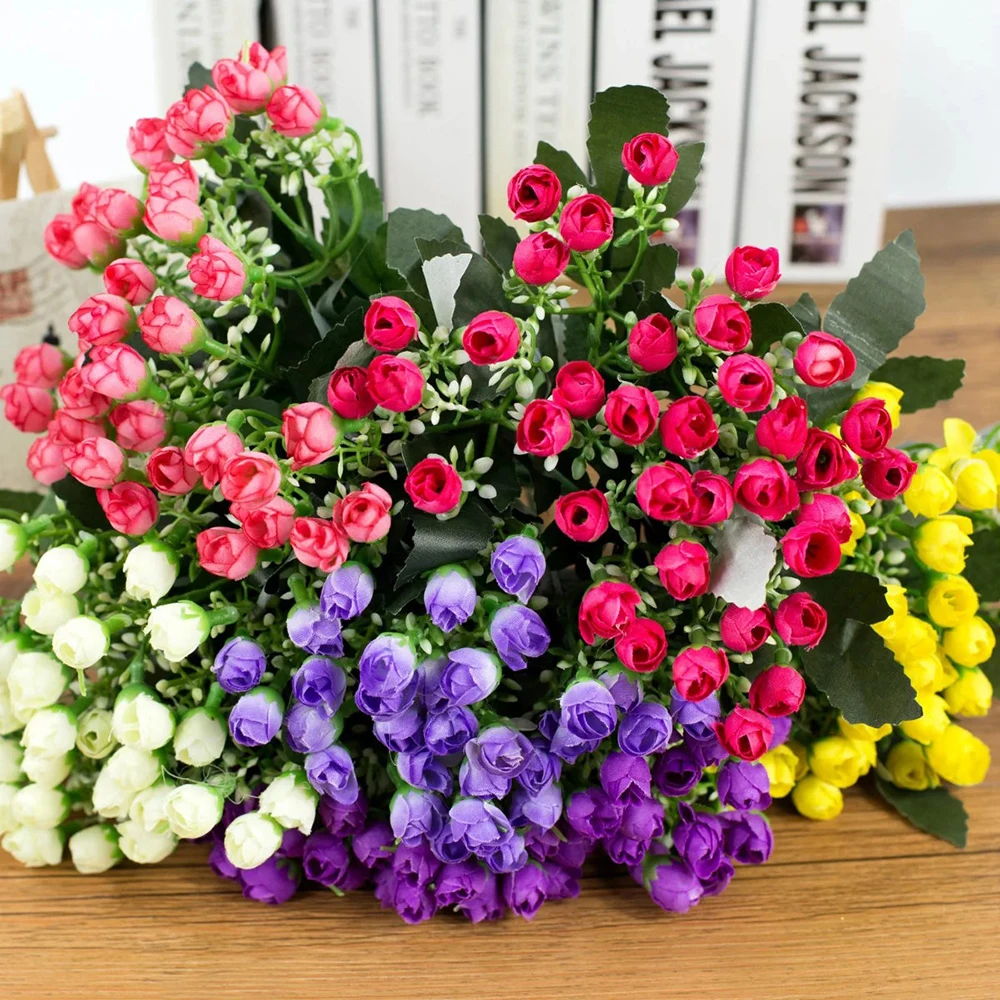 36 kafaları/1Bunch yapay çiçek Milan tomurcuk küçük gül tomurcuk DIY düğün dekorasyon şakayık otel dekor Bouque yapay çiçek s