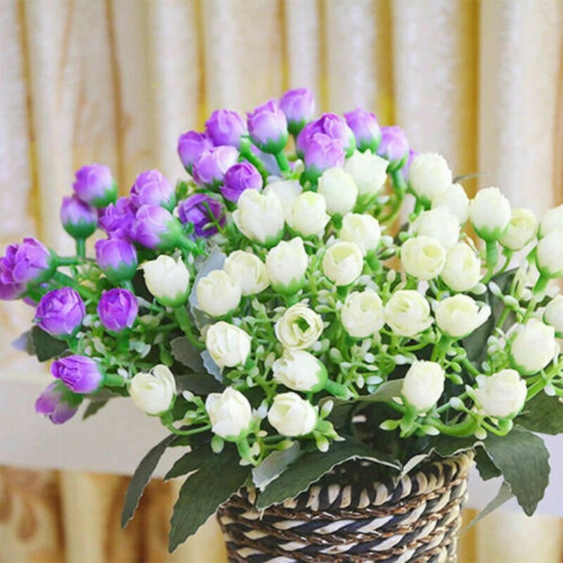 36 kafaları/1Bunch yapay çiçek Milan tomurcuk küçük gül tomurcuk DIY düğün dekorasyon şakayık otel dekor Bouque yapay çiçek s - Görsel 3