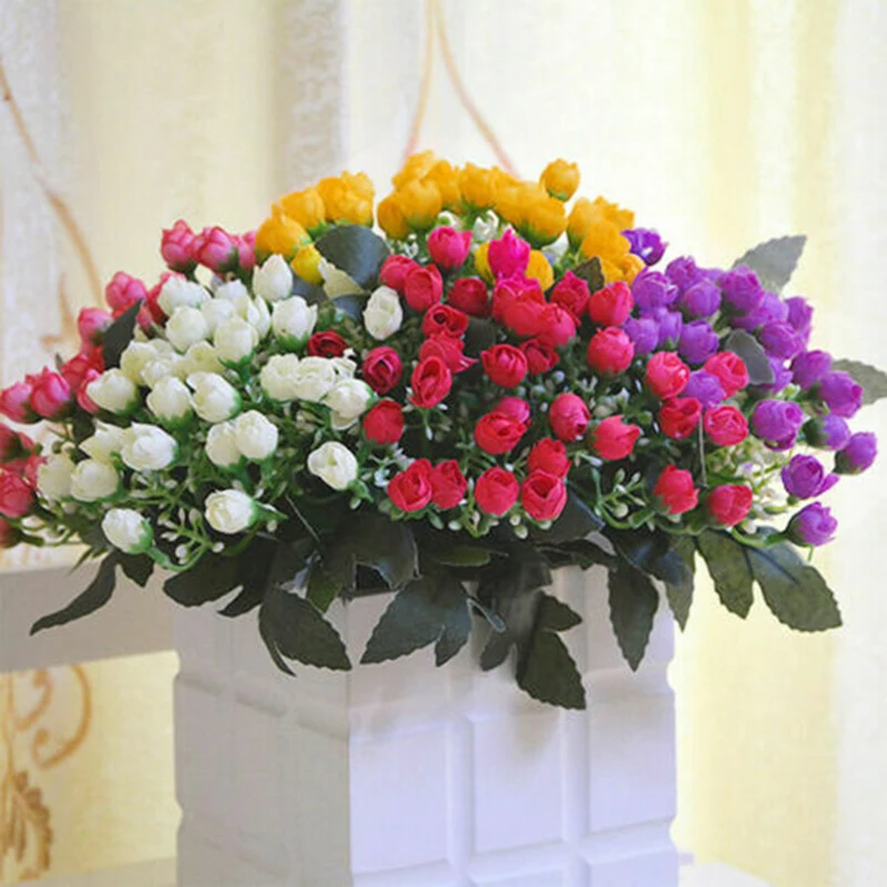 36 kafaları/1Bunch yapay çiçek Milan tomurcuk küçük gül tomurcuk DIY düğün dekorasyon şakayık otel dekor Bouque yapay çiçek s