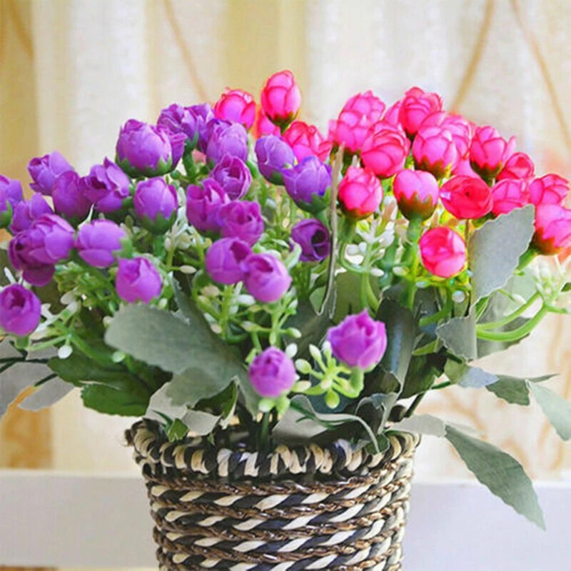 36 kafaları/1Bunch yapay çiçek Milan tomurcuk küçük gül tomurcuk DIY düğün dekorasyon şakayık otel dekor Bouque yapay çiçek s - Görsel 5