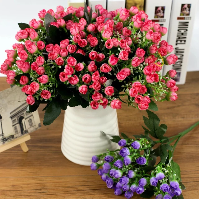 36 kafaları/1Bunch yapay çiçek Milan tomurcuk küçük gül tomurcuk DIY düğün dekorasyon şakayık otel dekor Bouque yapay çiçek s