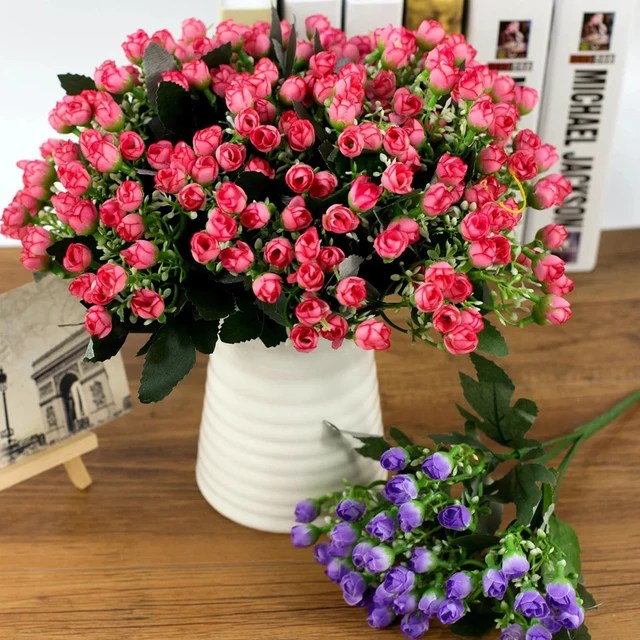 36 kafaları/1Bunch yapay çiçek Milan tomurcuk küçük gül tomurcuk DIY düğün dekorasyon şakayık otel dekor Bouque yapay çiçek s - Görsel 10