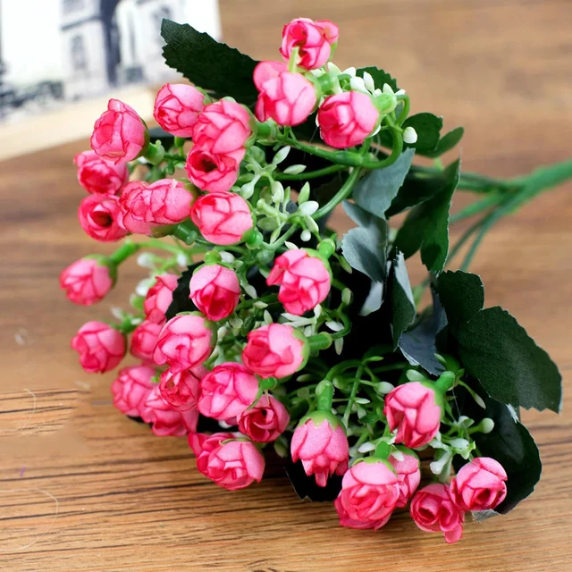 36 kafaları/1Bunch yapay çiçek Milan tomurcuk küçük gül tomurcuk DIY düğün dekorasyon şakayık otel dekor Bouque yapay çiçek s