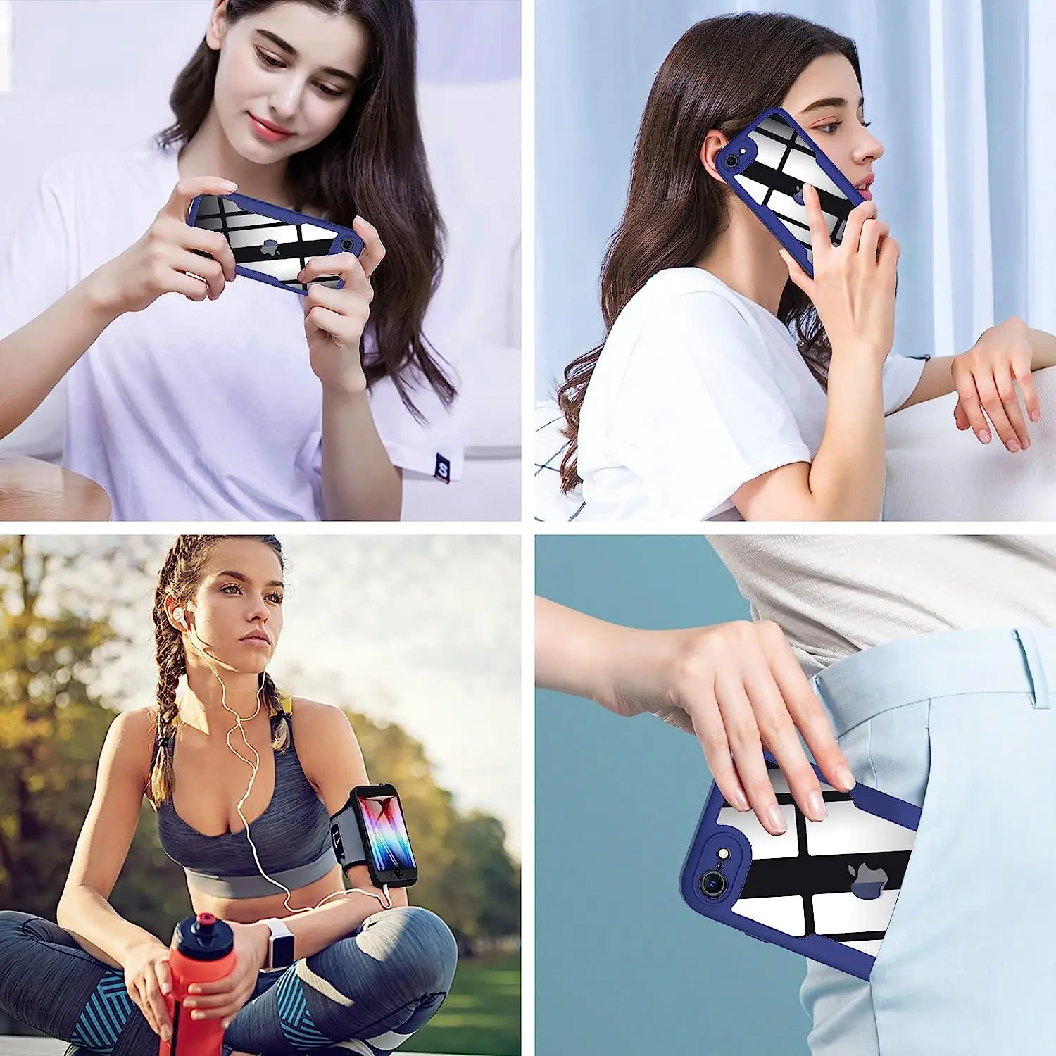 360 tam koruma temizle TPU kılıf iPhone SE 2022 SE 2020 14 Pro Max 14 artı 13 Mini 12 Pro 11 Pro Max yumuşak ön Film ile - Görsel 6
