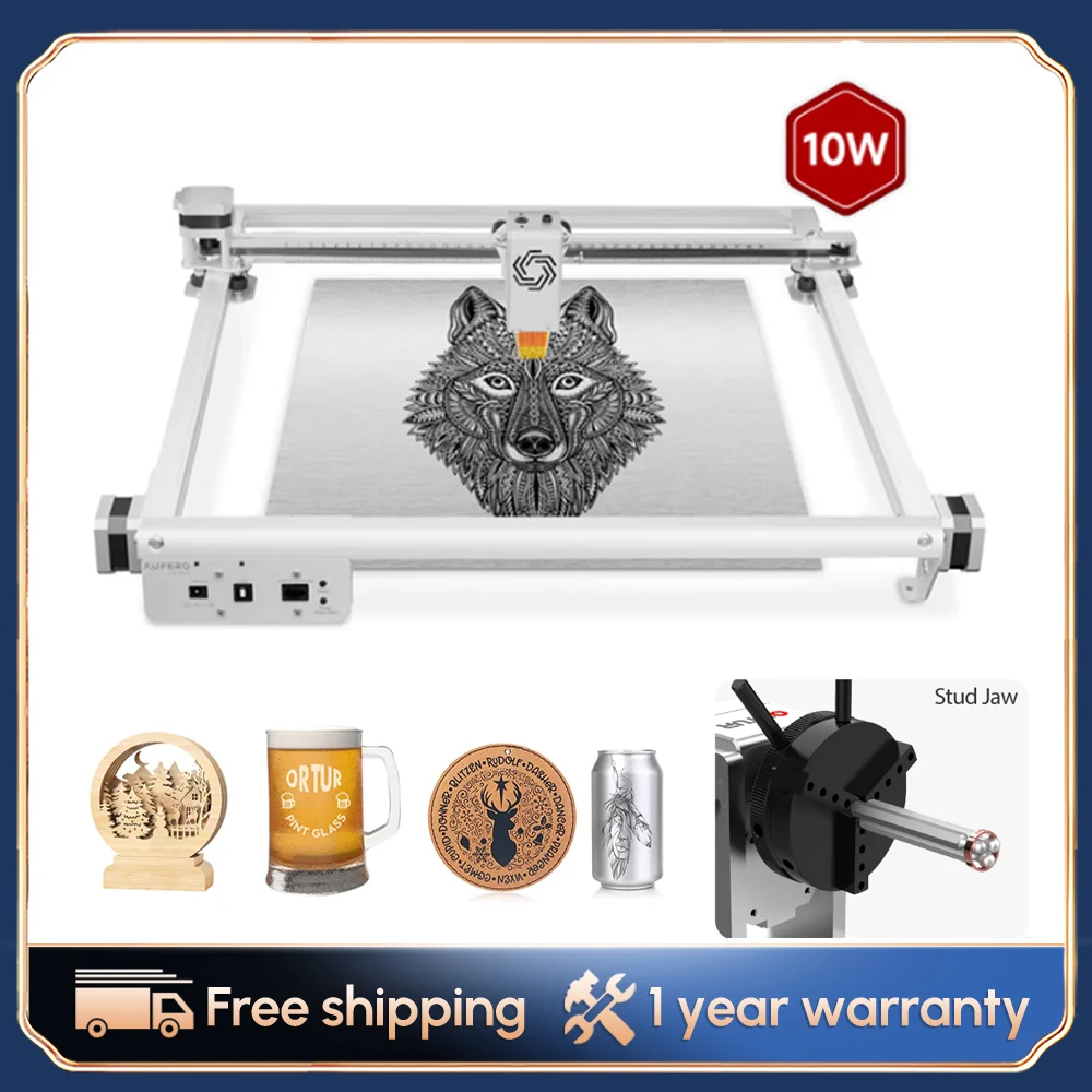 390x390mm geniş çalışma alanı 5.5-6W lazer güç gravür ve ahşap için kesici ile Aufero 2 yüksek doğruluk lazer oyma makinesi