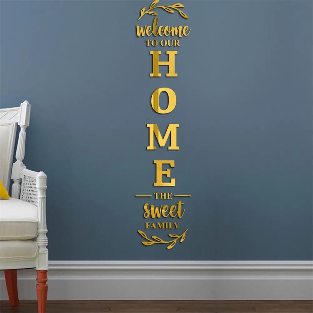 3D ayna duvar çıkartmaları İngilizce harfler ev aile akrilik ayna duvar çıkartmaları ev dekor için DIY çıkarılabilir ayna duvar çıkartmaları - Görsel 5