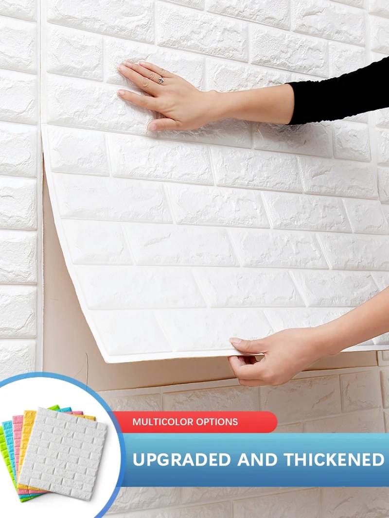 3D duvar Sticker taklit tuğla yatak odası su geçirmez kendinden yapışkanlı DIY duvar kağıdı oturma odası TV zemin duvar kağıtları ev dekor için - Görsel 3