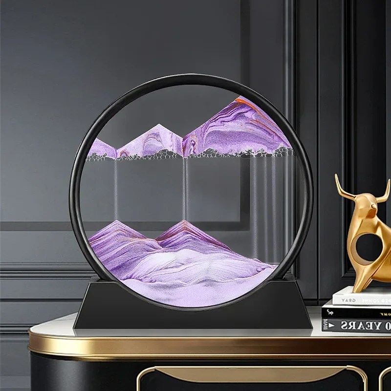 3D hareketli kum sanat resmi yuvarlak cam derin deniz Sandscape kum saati Quicksand zanaat akan boyama ofis ev dekor hediye