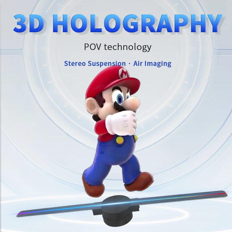 3D holografik çıplak göz askıya projeksiyon reklam makinesi LED fan hava görüntüleme ultra ince reklam makinesi
