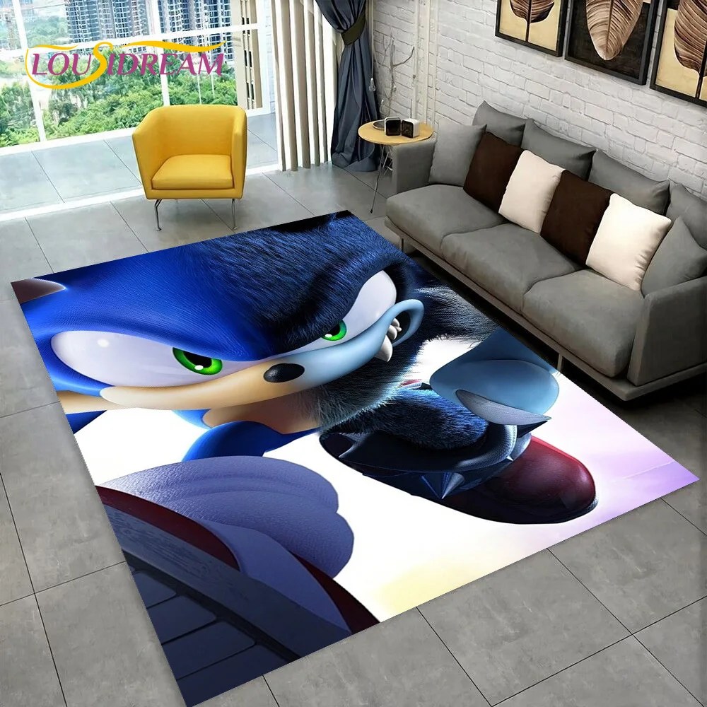 3D oyun Anime s-sonic karikatür halı kilim ev oturma odası yatak odası kanepe paspas dekor, çocuklar oyun alanı kilim kaymaz zemin Mat - Görsel 2