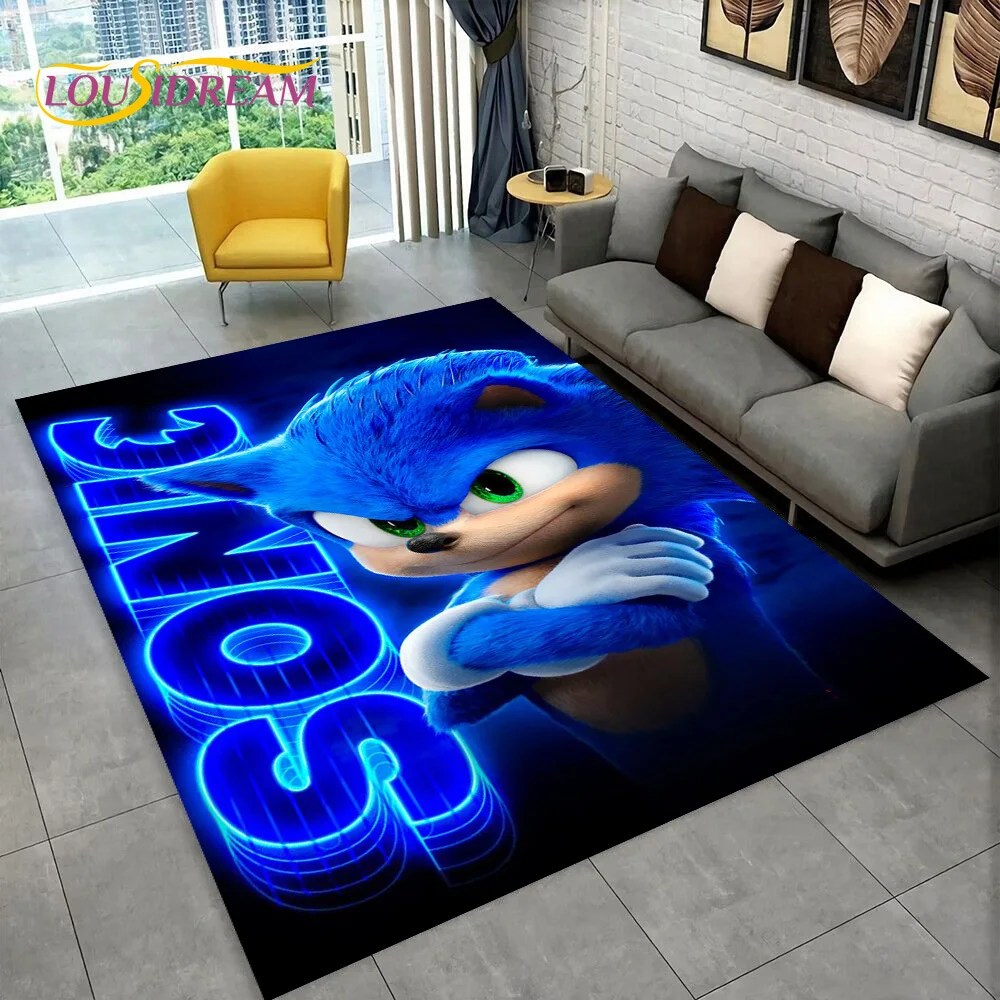 3D oyun Anime s-sonic karikatür halı kilim ev oturma odası yatak odası kanepe paspas dekor, çocuklar oyun alanı kilim kaymaz zemin Mat - Görsel 3