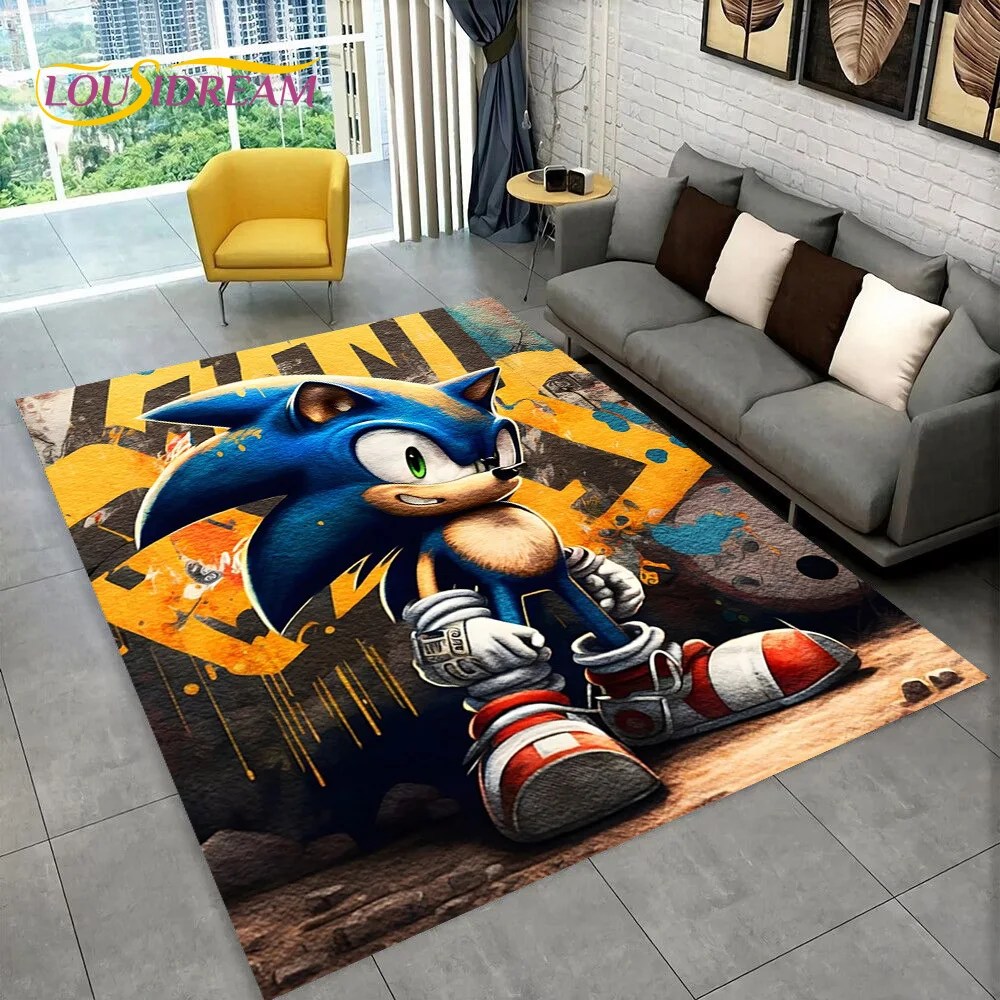 3D oyun Anime s-sonic karikatür halı kilim ev oturma odası yatak odası kanepe paspas dekor, çocuklar oyun alanı kilim kaymaz zemin Mat - Görsel 5