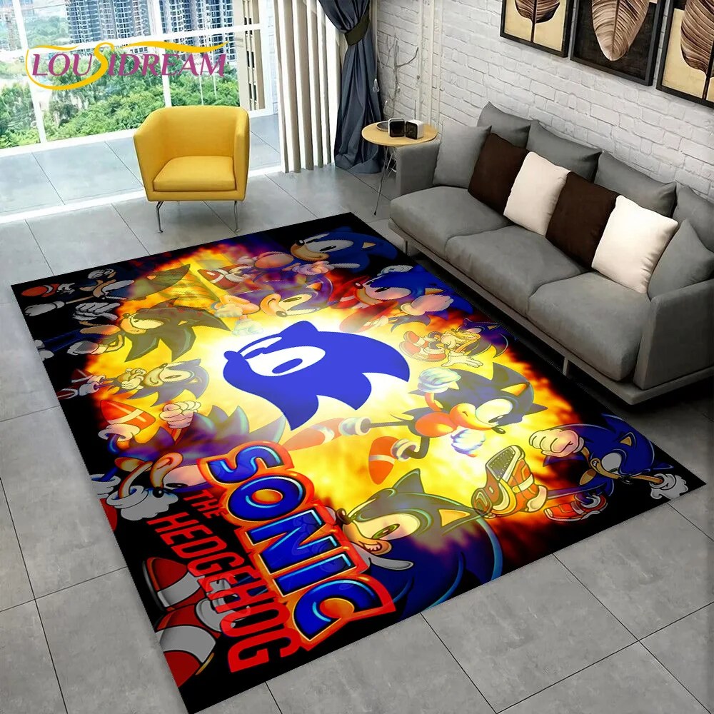 3D oyun Anime s-sonic karikatür halı kilim ev oturma odası yatak odası kanepe paspas dekor, çocuklar oyun alanı kilim kaymaz zemin Mat - Görsel 6