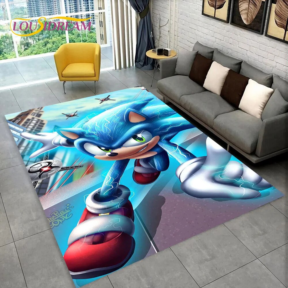 3D oyun Anime s-sonic karikatür halı kilim ev oturma odası yatak odası kanepe paspas dekor, çocuklar oyun alanı kilim kaymaz zemin Mat - Görsel 1