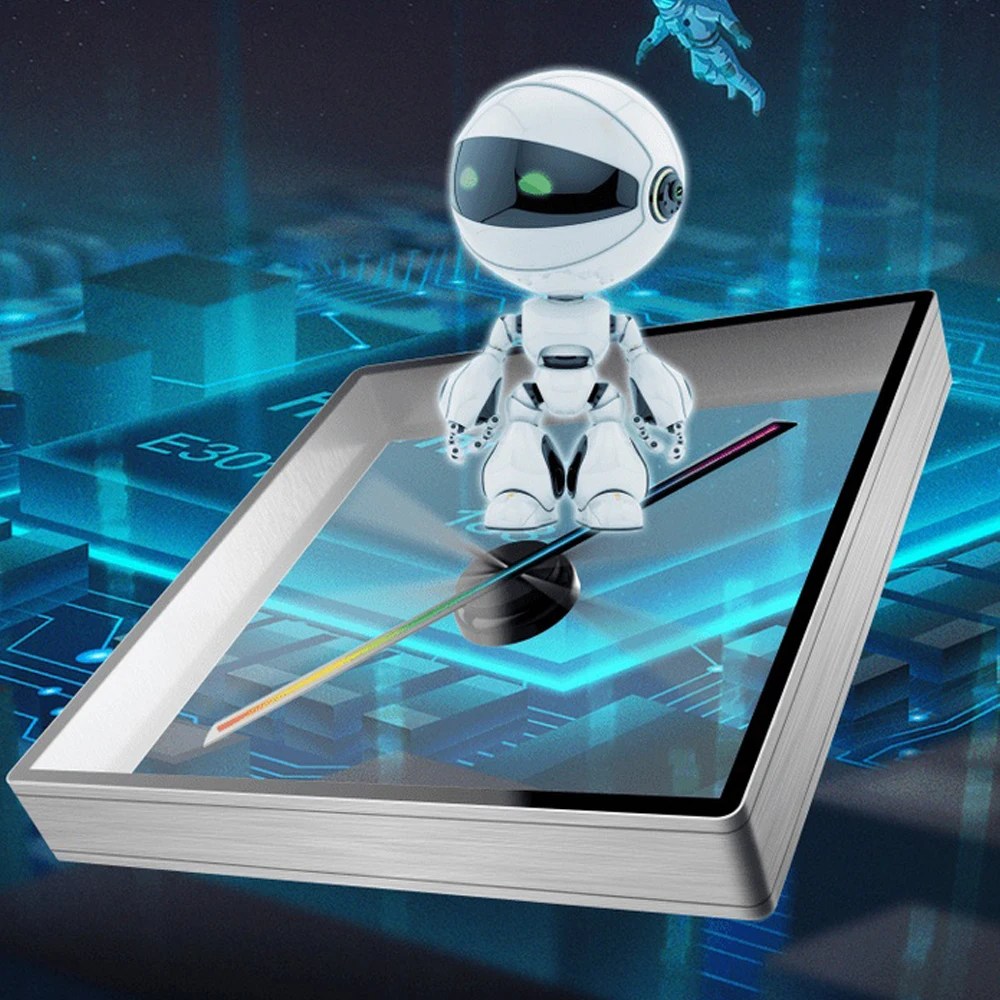 3D reklam projektör Wifi Led işareti holografik lamba çalar uzaktan reklam ekran 3D Fan Hologram projektör T45 all-in-one