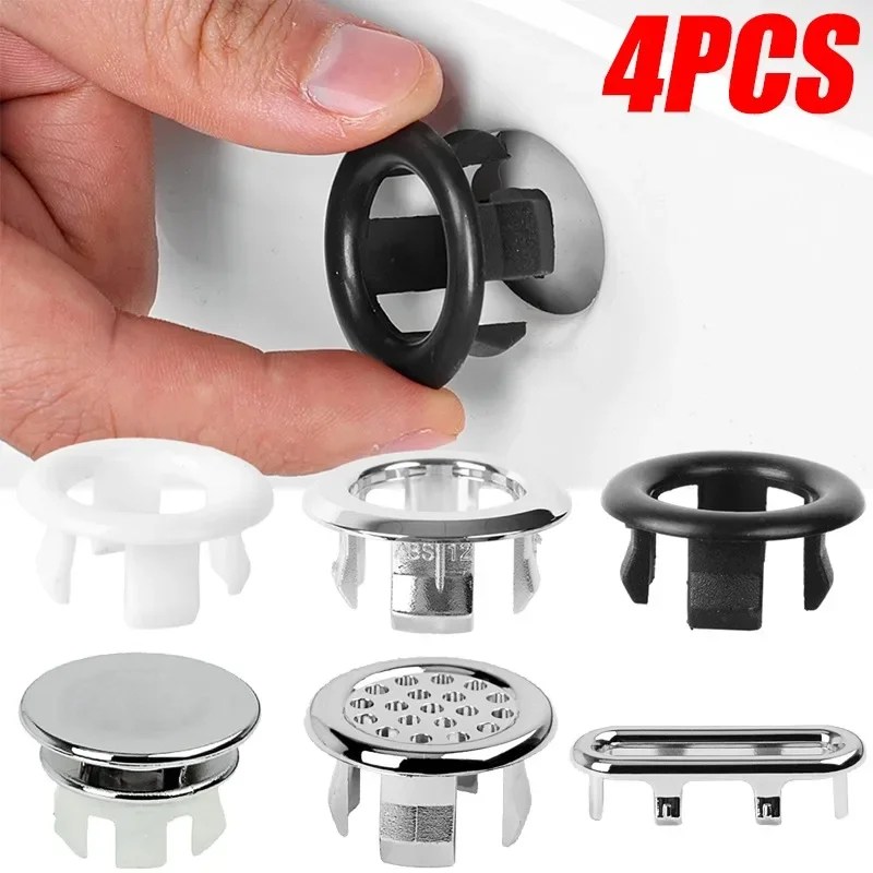4/1 adet lavabo deliği yuvarlak taşma kapak mutfak havzası Trim Hollow taşma halka fiş banyo lavabo taşma halka aksesuarları