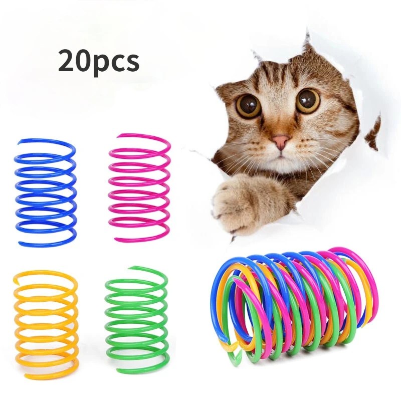 4/8/16/20 adet yavru bobin Spiral yaylar kedi oyuncaklar interaktif göstergesi kedi bahar oyuncak renkli yaylar kedi Pet oyuncak Pet ürünleri