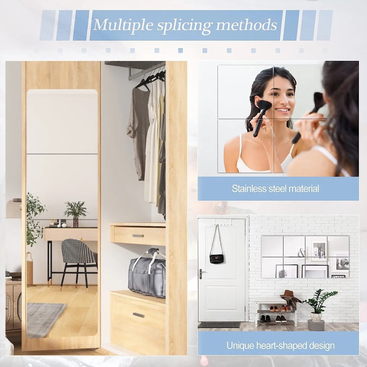 4 adet akrilik ayna duvar çıkartmaları Thicken-2mm ayna kaplama dekor kendinden yapışkanlı DIY duvar Sticker için gardırop banyo ev - Görsel 3