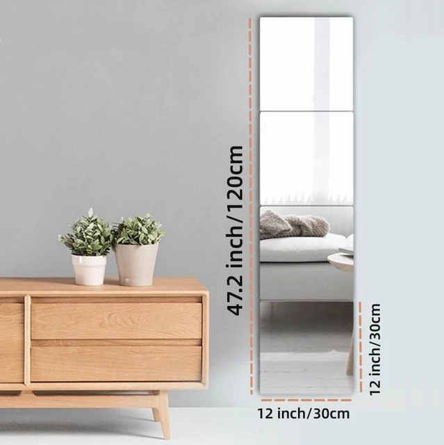 4 adet akrilik ayna duvar çıkartmaları Thicken-2mm ayna kaplama dekor kendinden yapışkanlı DIY duvar Sticker için gardırop banyo ev - Görsel 7