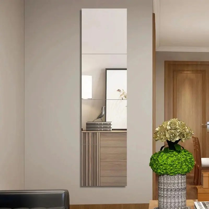 4 adet akrilik ayna duvar çıkartmaları yapıştırıcı aynalar banyo dekor öğrenci yurt boy aynası tam vücut ev süslemeleri