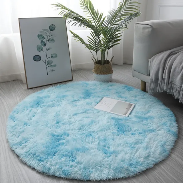 40/60cm yuvarlak halı Shaggy renkli kravat boya baskı Anti-Skid kilim oturma odası yatak odası halısı yumuşak kabarık kat Mat oda halı