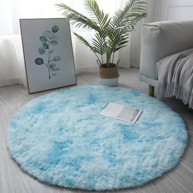 40/60cm yuvarlak halı Shaggy renkli kravat boya baskı Anti-Skid kilim oturma odası yatak odası halısı yumuşak kabarık kat Mat oda halı - Görsel 10
