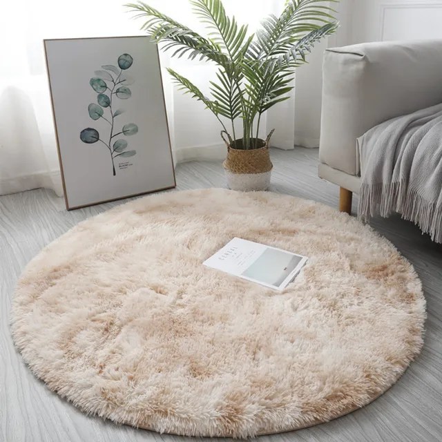 40/60cm yuvarlak halı Shaggy renkli kravat boya baskı Anti-Skid kilim oturma odası yatak odası halısı yumuşak kabarık kat Mat oda halı - Görsel 14