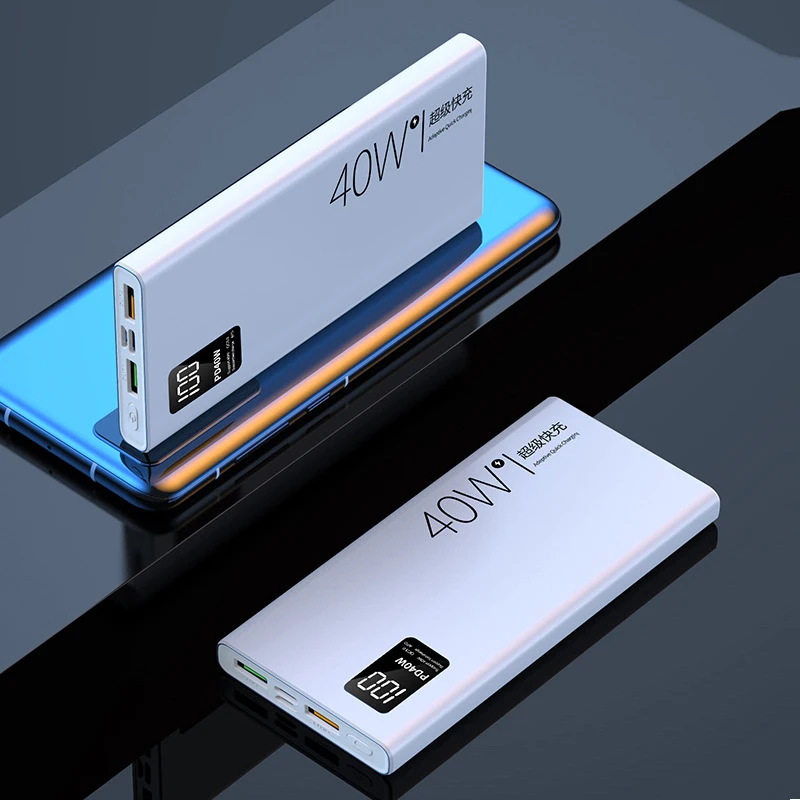 40w süper hızlı şarj büyük kapasiteli 20000 mAh güç banka iki yönlü hızlı şarj dijital ekran harici pil QC3.0