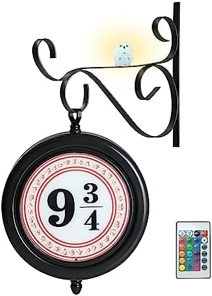 iProda Platform 9 3/4 Sign Lights Rechargeable Lamp Wall Light for Bedroom Kids Room Nursery Hallway Decor Battery Powered Night Light with Remote, Halloween Christmas Decorations