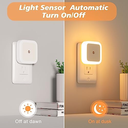 Sujeet Night Light, Night Lights Plug into Wall 4-Pack, Nightlight Plug in Night Light, Dusk to Dawn Night Lamp Led Night Light for Kids Bedroom, Bathroom, Hallway Warm White - Görsel 4