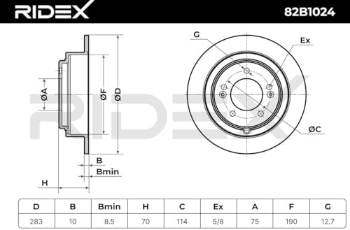 2 x RIDEX ARKA ART, ARKA SOL Fren Diski KIA OPIRUS (GH) için