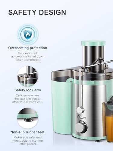 Juicer Machine, 800W Centrifugal Juicer Extractor with Wide Mouth 3” Feed Chute for Fruit Vegetable, Easy to Clean, Stainless Steel, BPA-free (Aqua) - Görsel 7