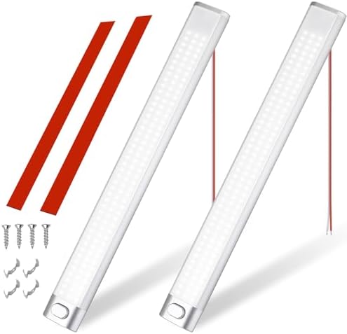 NEOVSUNY 120 LED iç aydınlatma, 2 adet LED şerit 1600LM 12 V LED iç ışık şeridi, araç aydınlatması, 2 uzatma kablolu, y şalterli, otomobil, karavan, karavan, tekne, mutfak, banyo, bar, kamyon için