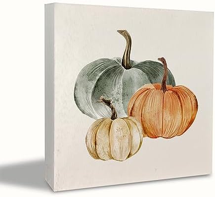 Wood Box Sign Plaque, 5x9 inches, Farmhouse Pumpkin Fall Harvest Home Decor