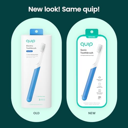 Quip Sonic Toothbrush for Adults - Timed Electric Toothbrush with Cover - Replaceable Brush Head, Soft Bristles, Plastic Handle, 3 Month Battery Life - Travel Toothbrush - Blue - Görsel 7