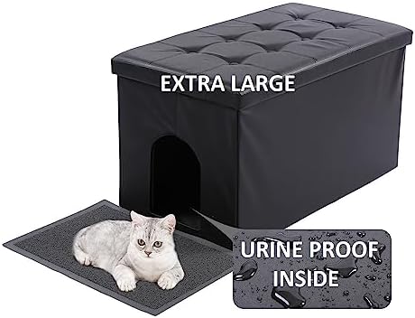 MEEXPAWS Cat Litter Box Enclosure Furniture Hidden, Cat Washroom Bench Storage Cabinet XL 36x20x20 in| Dog Proof | Waterproof Inside/Easy Clean | Easy Assembly