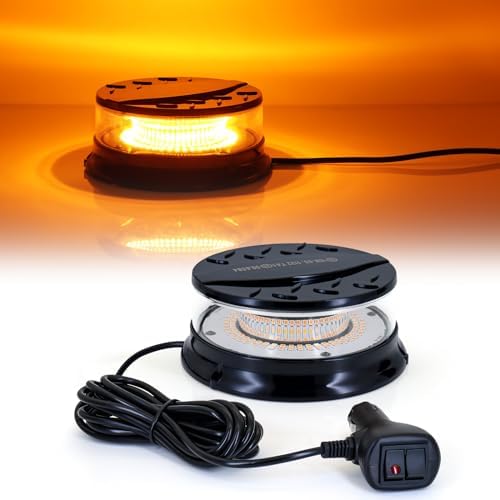 Dinfu LED çepeçevre lamba, 12 V-24 V sarı çepeçevre lamba, mıknatıslı ayak, 28 flaş desenli, 3 metre kablolu, forklift, traktör, golf arabası, traktör, SUV, 4 x 4 otomobil için