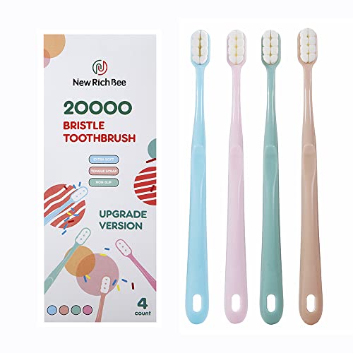 [Upgrade Version 4 Pack Micro Nano Extra Soft Toothbrush for Adult,20000 Bristle Toothbrush,Soft Bristle Toothbrush for Sensitive Teeth or Gum Clean Effectively