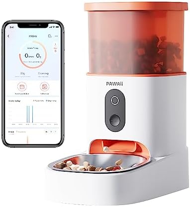 Pawaii Automatic Cat Feeders with App Control, 2.4G Wi-Fi Enabled Smart Pet Feeder for Cat and Dog, Automatic Cat Food Dispenser with Portion Control, 1-30 Meals Per Day, 3L