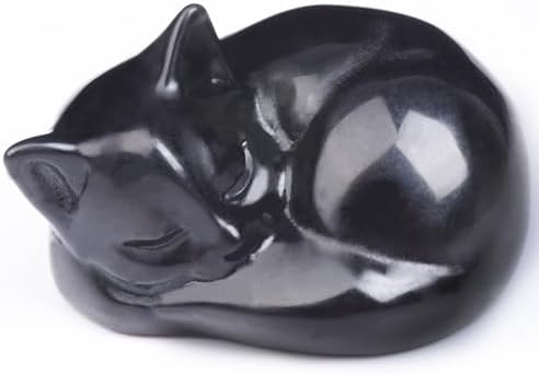 2 Inch Black Obsidian Cat Crystal Statue, Healing Crystal Cat Decorations,Polished hand Carved Obsidian Lucky Cute Kitten Figurines, Black Cat Gift Home Office Desk Decor for Cat Lovers