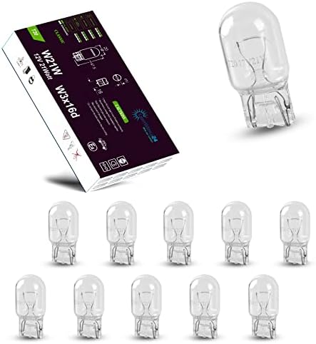 LIGHTWORLD24 10 x W21W T20 12 V 21 W | Halojen Araç Araç Lambaları | Son derece uzun ömürlü | 7440 W3X16D fren lambası, geri vites lambası, sinyal lambası için