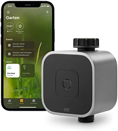 Eve Aqua – Uygulama veya Siri ile akıllı sulama kontrolü, bahçe ve balkon otomatik sulama, zaman planları, yolda sulama, kolay kullanım, Thread, Apple HomeKit , köprü yok