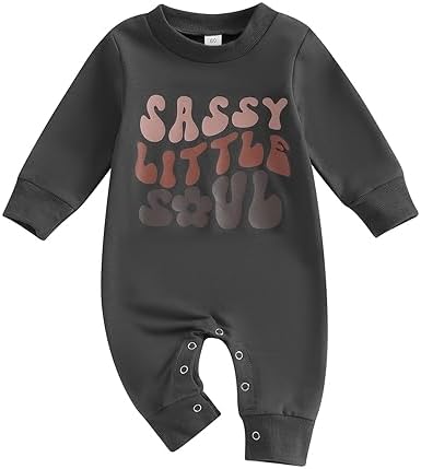 Newborn Baby Girl Boy Clothes Sassy Little Soul Long Sleeve Romper Jumpsuit Cute Fall Winter Outfit