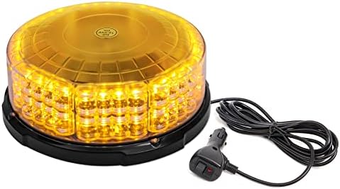 ROUTEKING 64 LED Rundumleuchte - 12/24V Gelb Warnleuchte led magnet, 12 Blitzmuster IP65 Warnblinkleuchte Blitzlicht Auto LKW KFZ Dach Stroboskop Lamp (Orange)