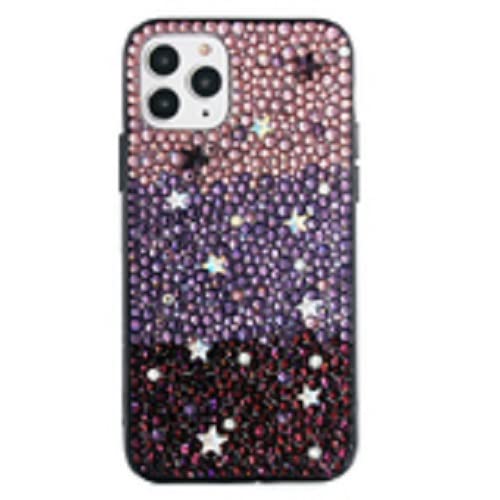 Luxury Phone Cases Sparkly Purple/Pink Swarovski Stones Rhinestone Crystal Diamonds Back Phone Skins for iPhone 13pro, iPhone 13 Pro Max iPhone 12 Pro Max Customize Cell Phone Cases Full Sides Protect