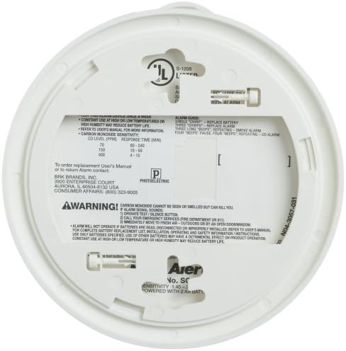 First Alert Powered Alarm SCO5CN Combination Smoke and Carbon Monoxide Detector, Battery Operated, 1 Pack, White