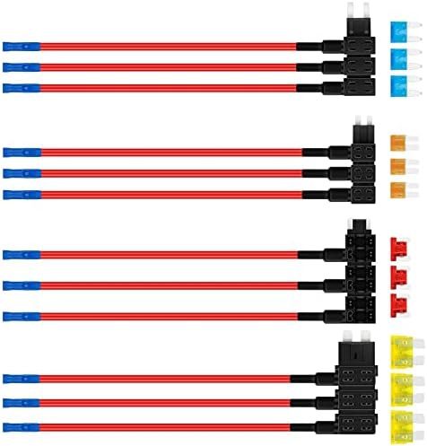 Esteopt 12 Adet Elektrik Hırsızı Sigortası, 4 Tip ATO/ATC/ATM/APM Elektrik Hırsızı, Standart/Mini/Mikro2/Düşük Profilli Elektrik Hırsızı Otomobil, Araç için Sigortalı, Siyah, kırmızı, mavi.