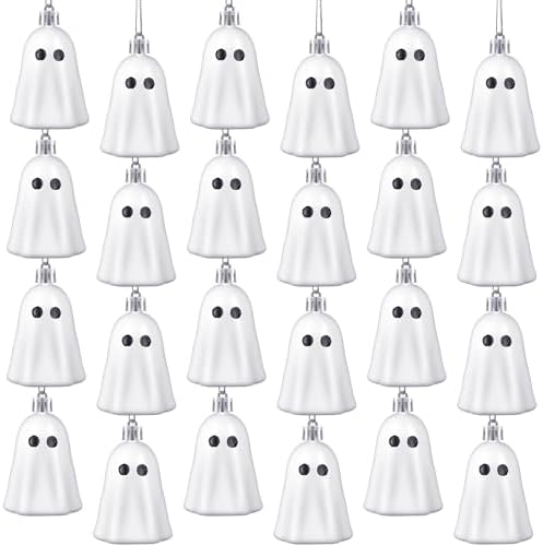 Halloween Hanging Ornaments Ghost Decoration Halloween Tree Decorations Ornaments Plastic Decorative Mini Halloween Decoration for Party Christmas Tree Home Decor(Sliver,24 Pcs)