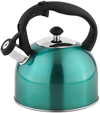 Amazon Basics Stainless Steel Tea Kettle, 2.4-Quart, Teal