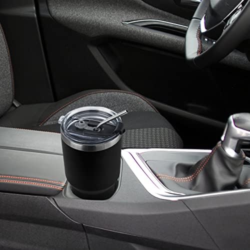 30oz Tumbler Stainless Steel Double Wall Vacuum Insulated Mug with Straw and Lid, Cleaning Brush for Cold and Hot Beverages (Black) - Görsel 4